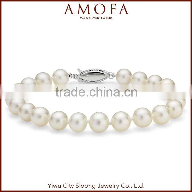 Party Fashion Pure Silver hot sale pearl charms bracelet