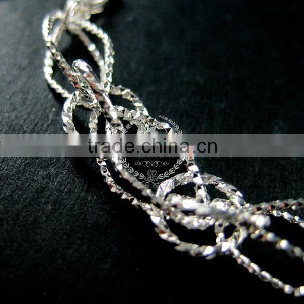 19cm silver plated brass faceted rhombic link fashion DIY bracelet supplies 1900071