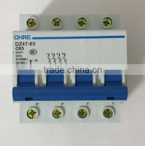 MCB mini cuicuit breaker with high quality and best price DZ47-63 4P
