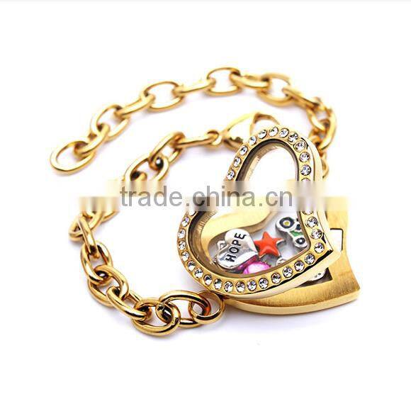 best selling heart bracelets lockets stainless steel