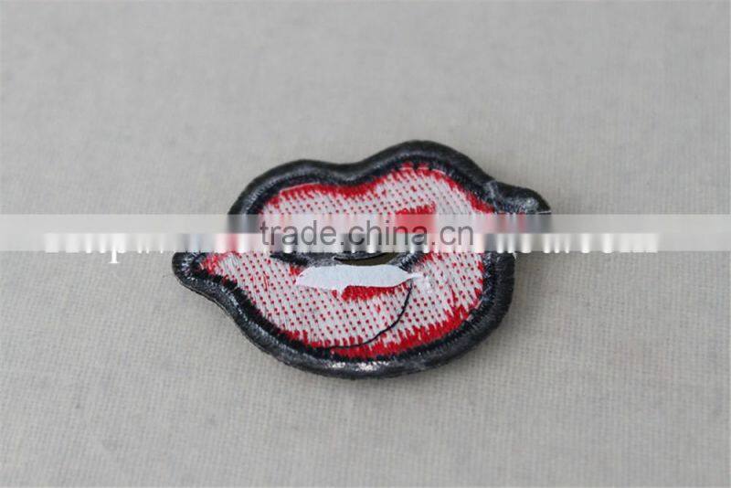 red color embroidery lip fabric number patches lace patch work in blouse neck designs 4*6cm