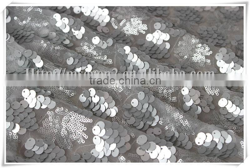 Latest Wholesale gray sequin fabric india/100 polyester glitter sequin fabric