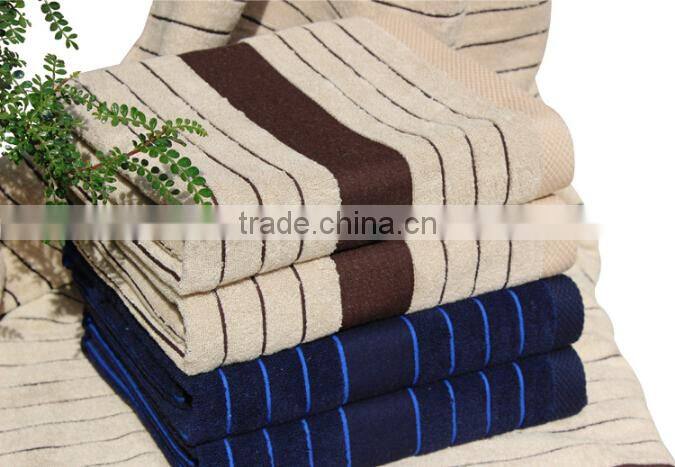 High quality large stripe bath towel with embroidered logo