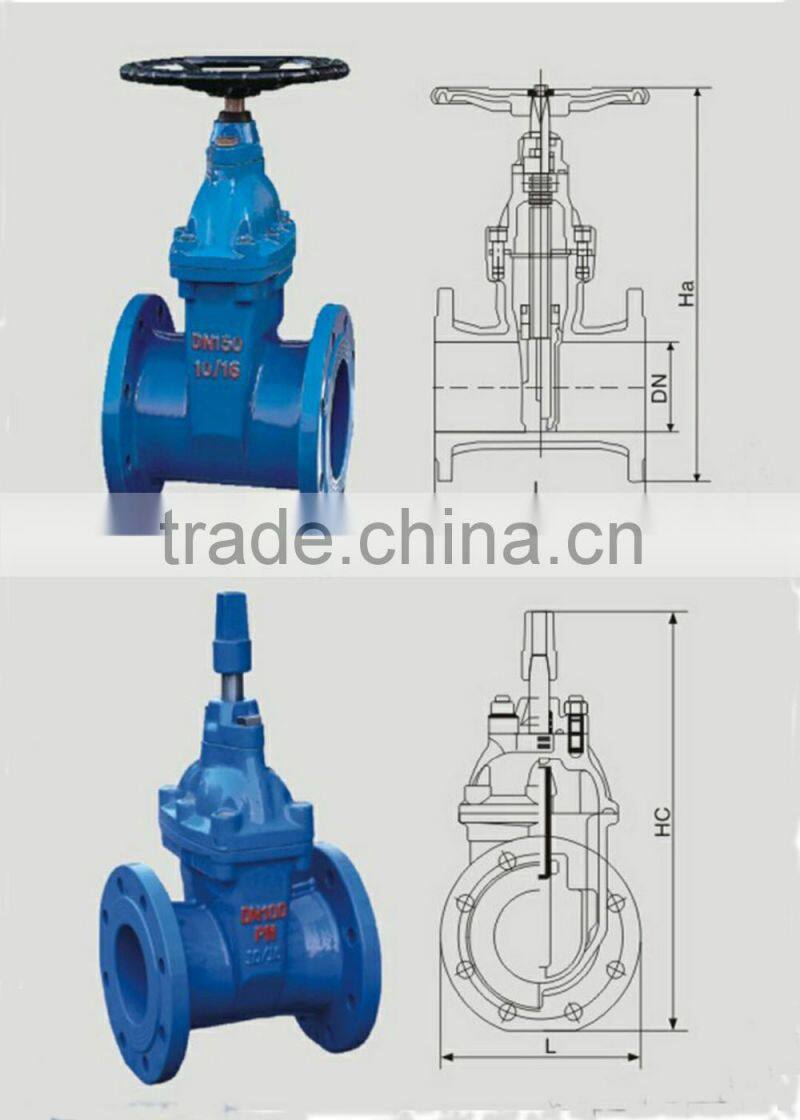 China supply manual operated casting iron rising stem gate valves