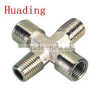 brass four way female fitting ,3/8 " 1/2" 1/4" brass fitting cross type fitting