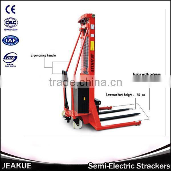 2015 Newest 1.5Ton Semi Electric Stacker With Adjustable Fork