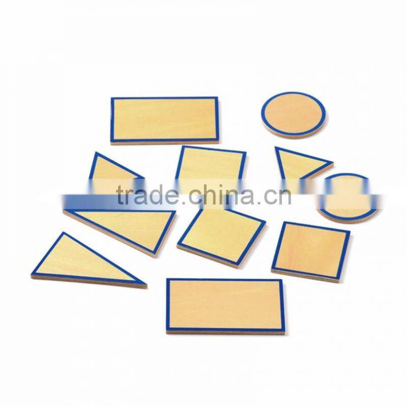 Wooden educational baby toy Montessori Geometric Solids with Stands Bases and Box