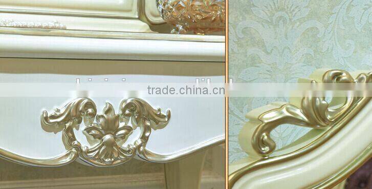 Palace Princess Desser and Stool, Wood Carved Dressing Table and Chair, European Bedroom Furniture Dresser Set (BF01-ML032)