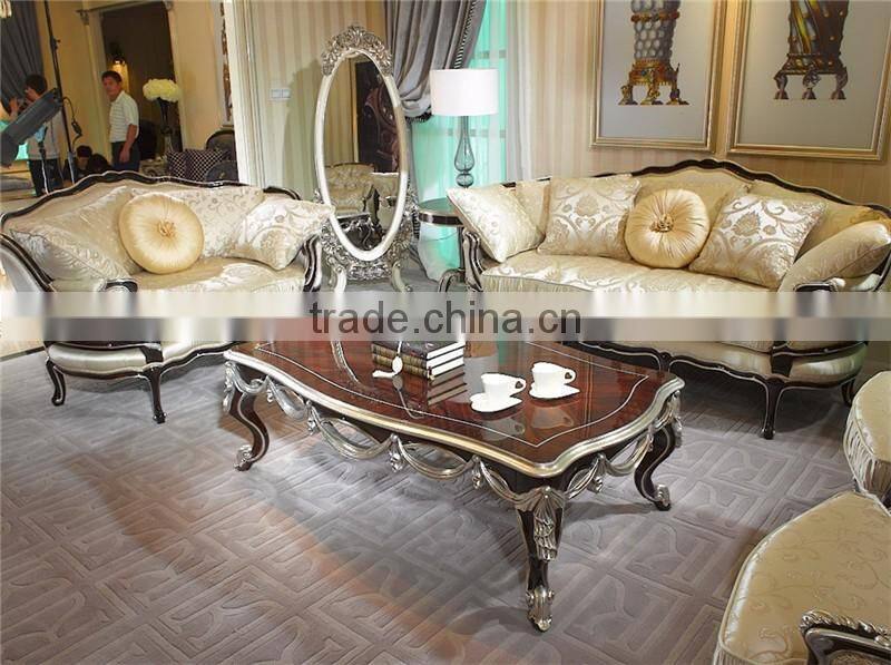 Unique Refined Stitching Sectional Sofa Couch Set, Taste Full of Noble Beige Printed Fabric Sofa Set