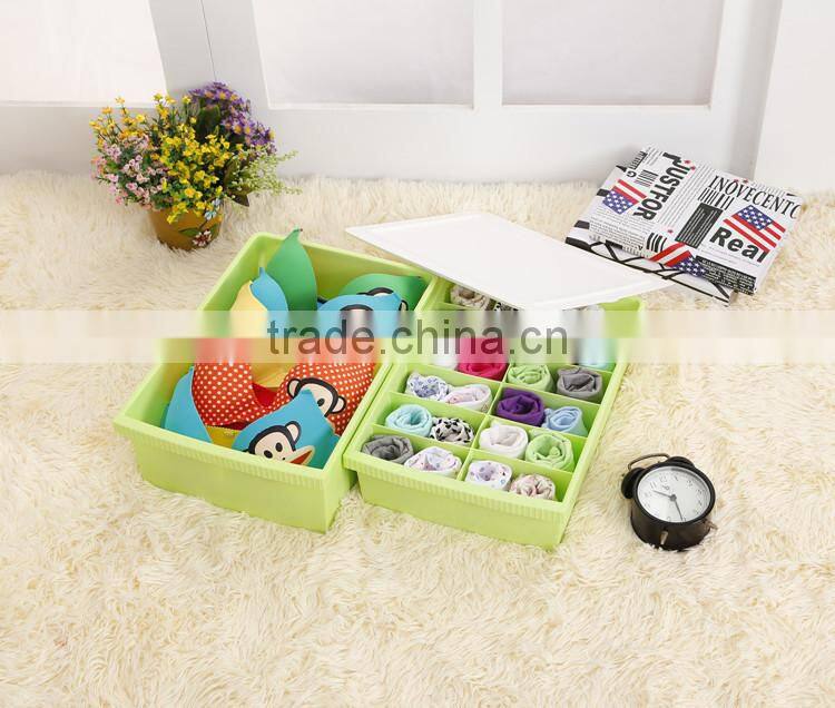 2014 New Hotselling Plastic Waterproof Storage Set Socks and Underwear Storage Box Design With One Lid