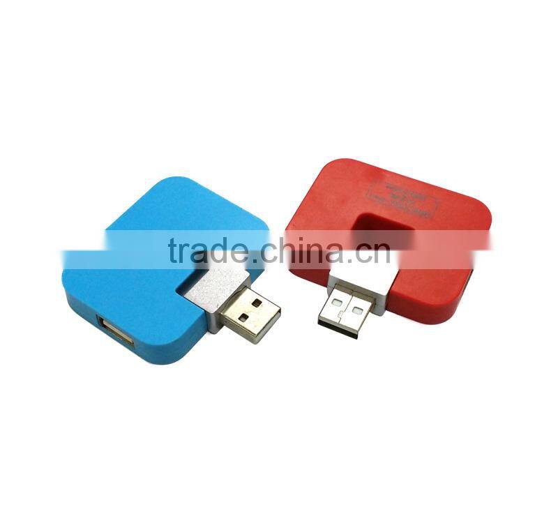 portable fashional square shape cute 4 port usb hub