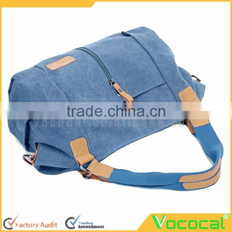 Women's Canvas Large Capacity Handbag Tote Crossbody Bag for iPad Folding Umbrella Cosmetics Blue