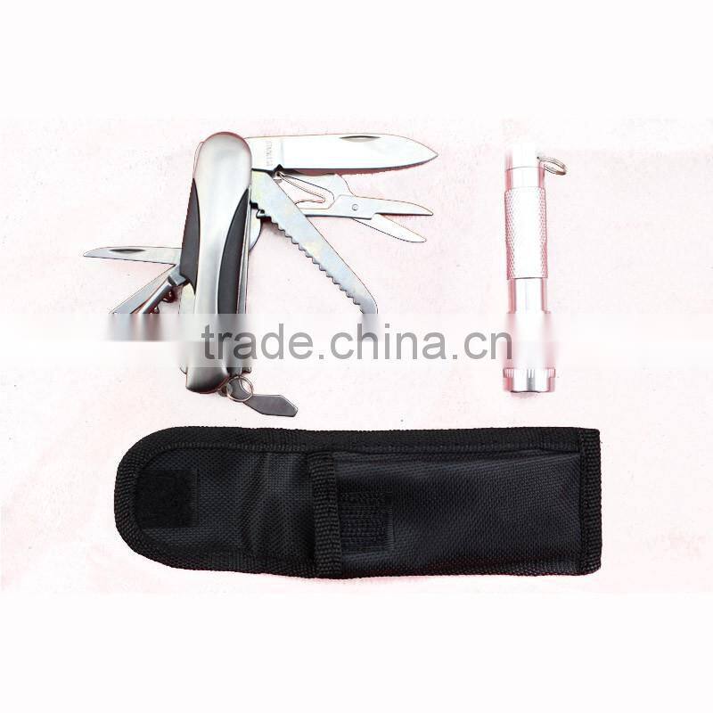 Outdoor camping multifunction knife and led torch with bag
