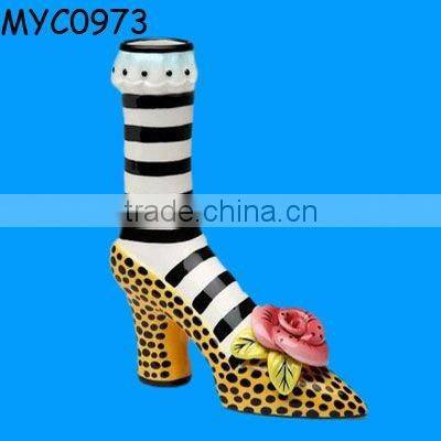 High-heeled shoe vase