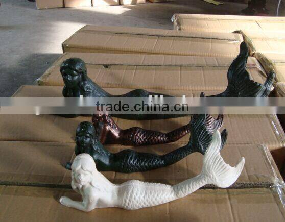 Home decoration Cast iron Lying mermaid statue