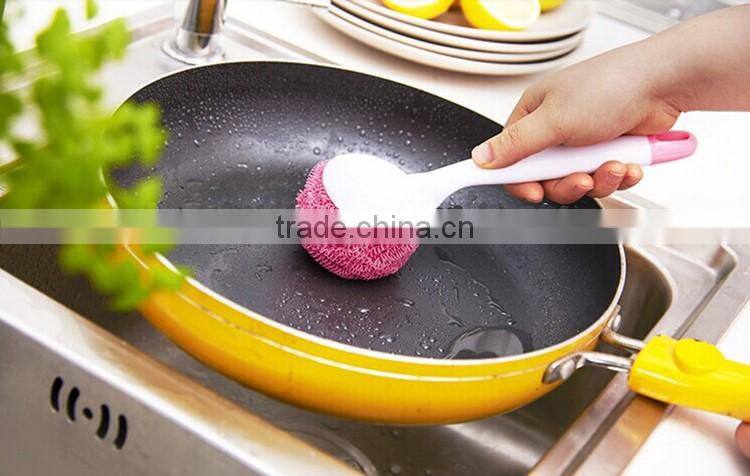 New Style Kitchen Polyester Fiber Scrubber With Handle