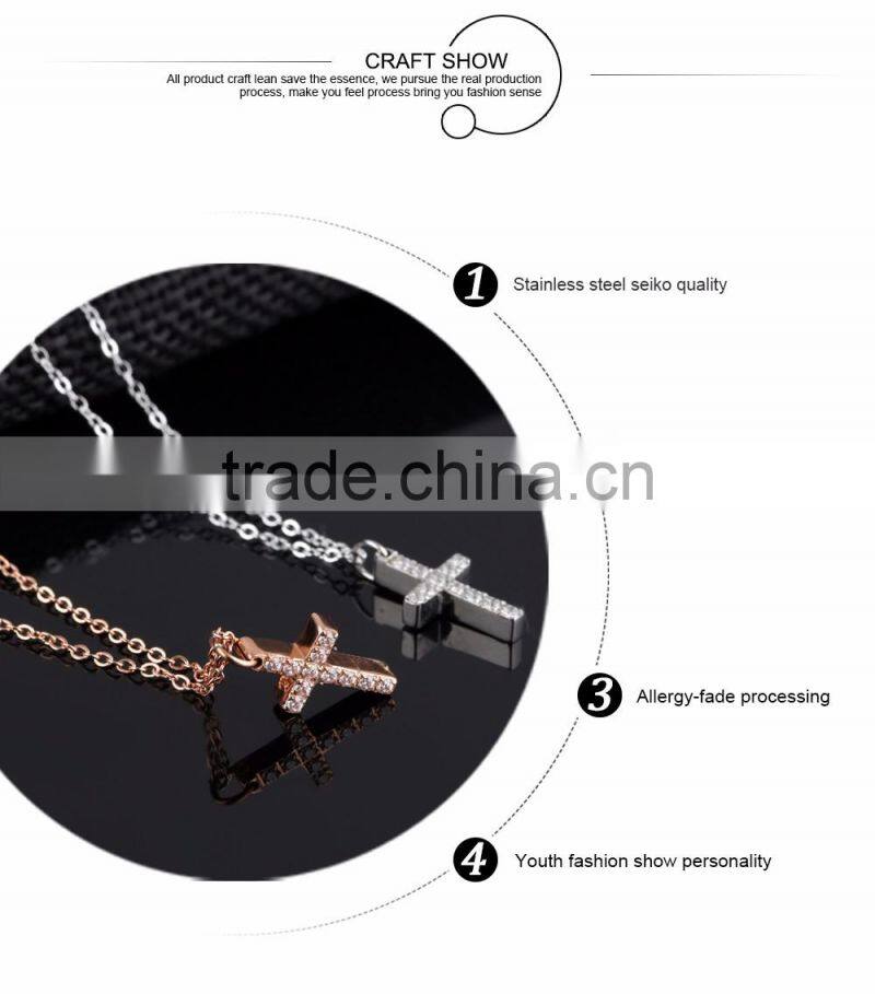Women's Cross Pendant Necklace Stainless Steel Link Chain Necklace
