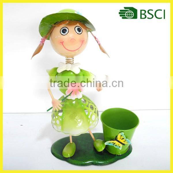 Special metal antique flower pot with ladybird for garden decoration