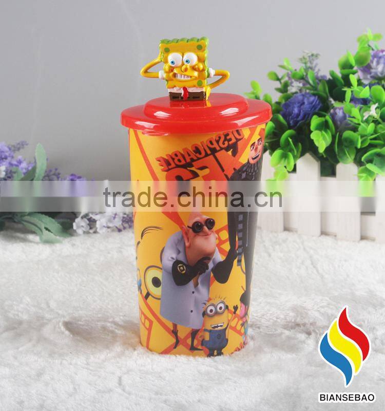 BPA free customized made pp plastic cup with top figurine