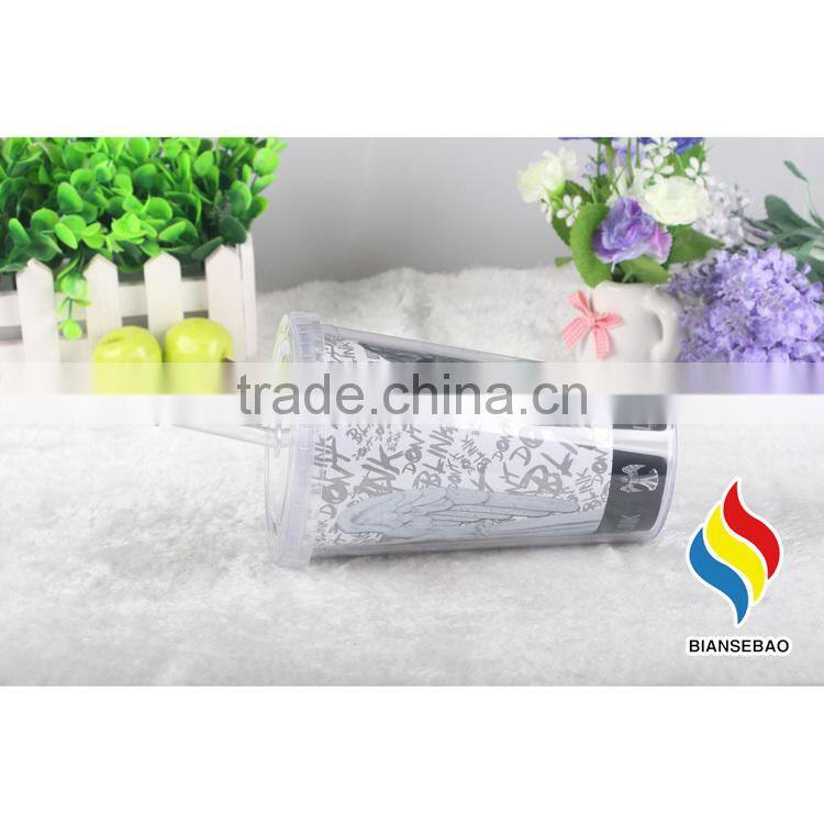 Hot Sale double layer transparent insulated plastic tumbler
