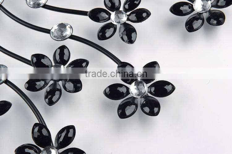 Flower crystal metal wall digital clock