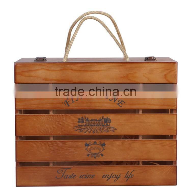 Antique six bottle wine wood box dimensions