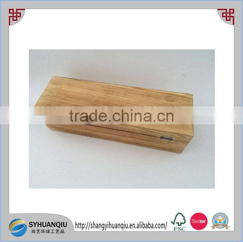 6 bottle custom wooden wine box with leather decoration