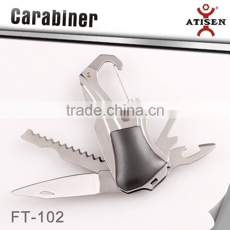 2Cr13 Stainless Steel Carabiner Outdoor Survival Camping Keychain Multi Tools