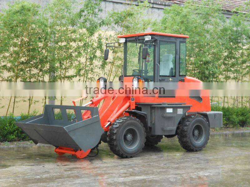 HZM 4wd mini multifunction wheel loader zl12 with snow plower, pallet fork