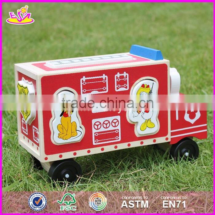 2017 New design cartoon wooden car toys for kids W04A287
