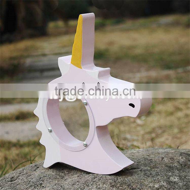 New design lovely wooden unicorn piggy bank for kids W02A257