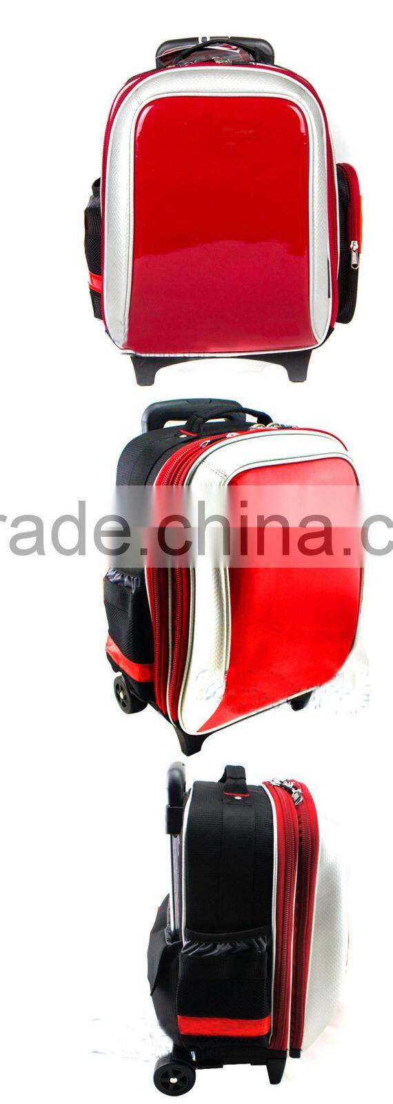 2015 Newest design fashion kids trolley school bag with PU leather