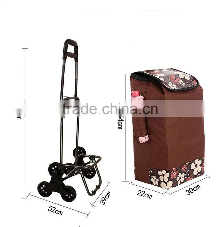 Custom Vegetable Climb Stair Trolley Shopping Bag with Chair