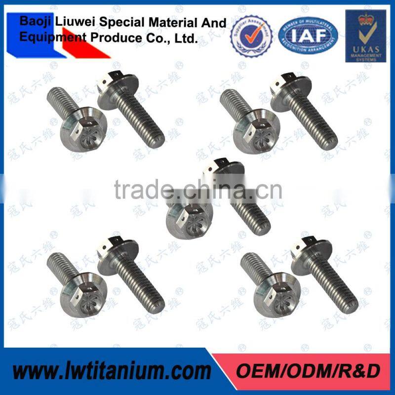 DIN6921 Hex M6 Titanio Flange Bolts with Hole by LIUWEI