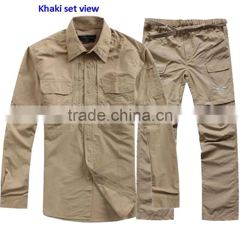 Slim Soft Comfortable Outdoor Quick Dry 100% Nylon Mens Long Sleeves Casual Pants Shirts