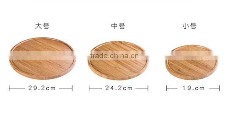 Custom round finish bamboo tray