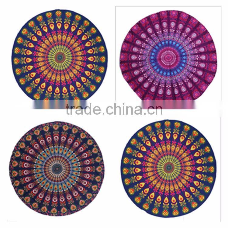 2017 new arrived hot selling round beach towels mandala with tassels turkish microfiber towel