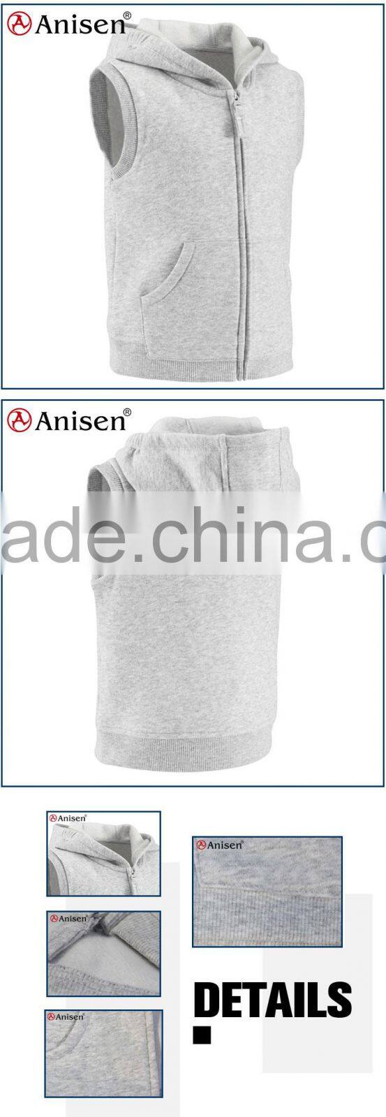 manufacturer clothing cvc 65%cotton 35%polyester hood kids vest