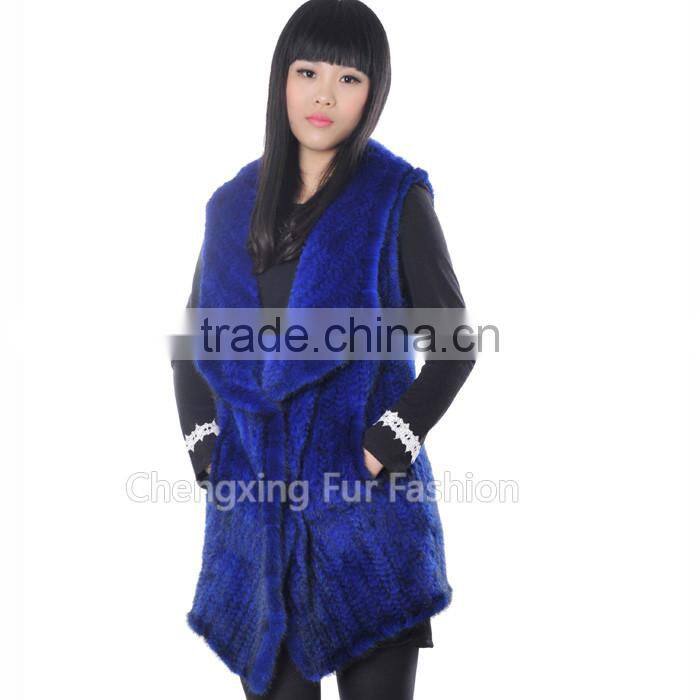 CX-G-B-220E Knit Real Mink Fashion Fur Fashion Fur Vests For Women