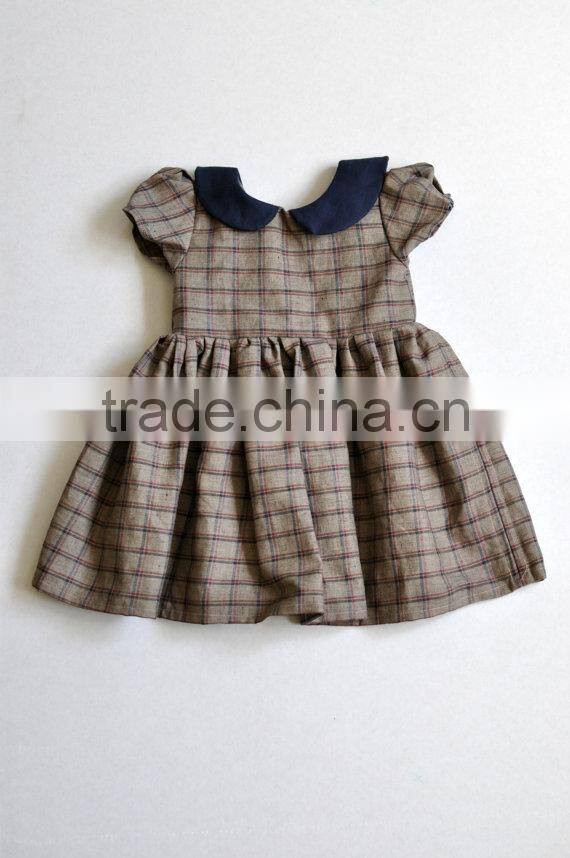 Top Quality Plaid 100% Cotton Summer Baby Girl Dress