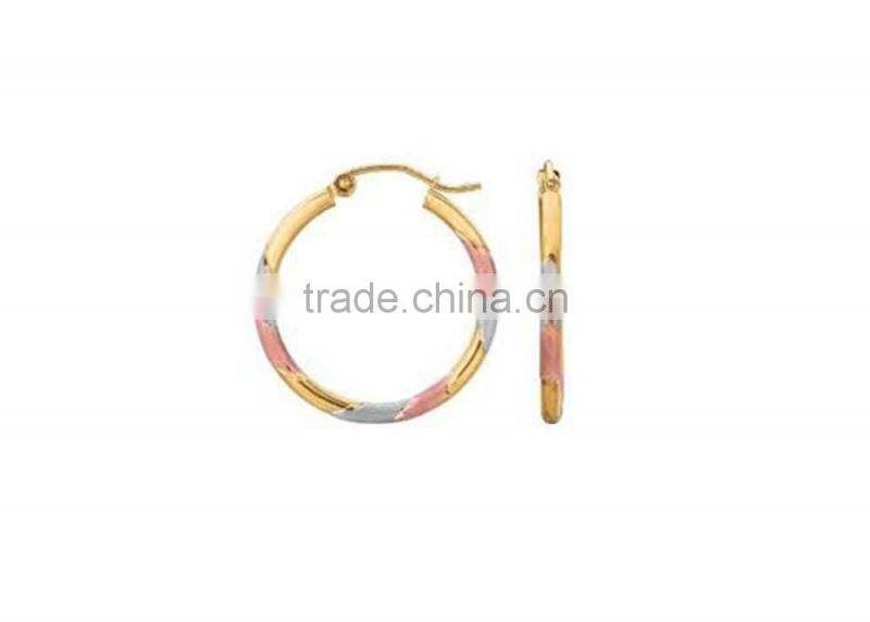 Tri Colored Gold Plated Hoop Earrings