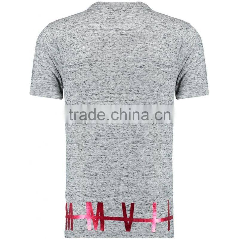 MGOO High Quality 100% Cotton Fabric Grey Stepped Hem Polo Shirts Zip Up Mens Shirts