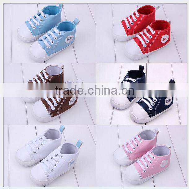 2014 new baby product boys brown cotton baby canvas shoe newborn shoes for boys prewalking