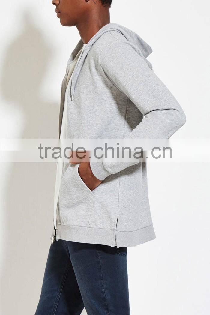Latest cheap men gray plain thick hoodies