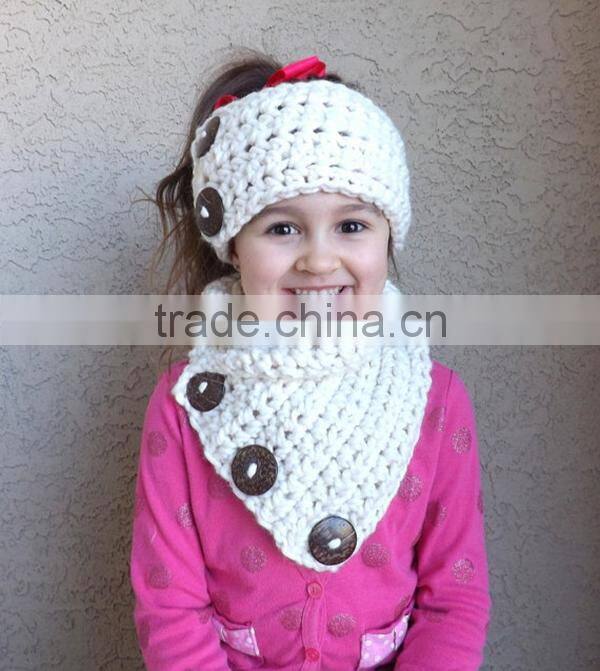 Crochet wool scarf sets for kids neck warmer and ear warmer sets