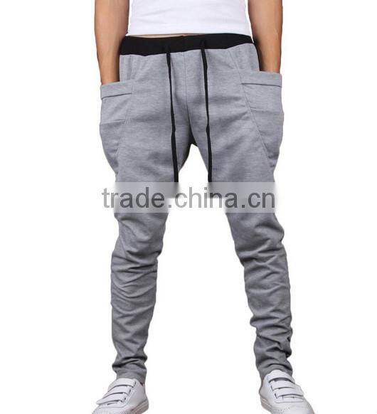 OEM bulking buy closed bottom polyester/cotton yarn custom mens cargo baggy pants with side pockets