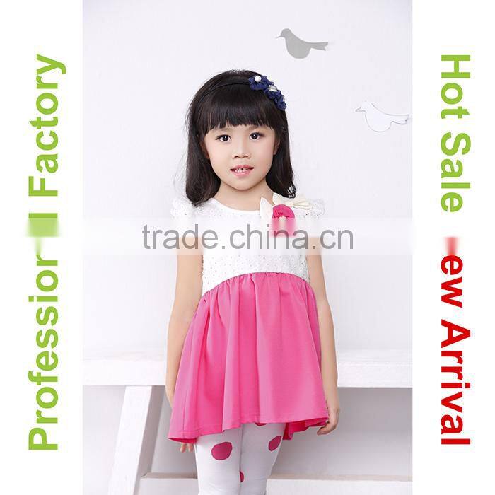 2015 new model pink flower girl dress with rabbit decoration