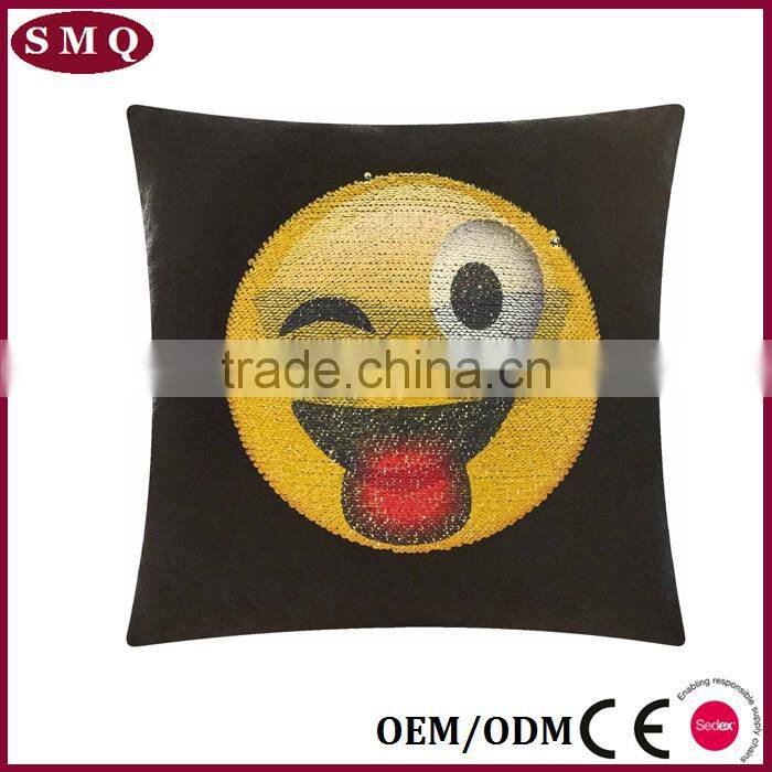 emoticon emoji sequin pillow cover case