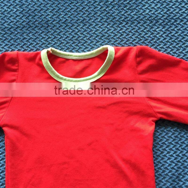 2015 ney style baby christmas pajamas red top and chevron pants YW-184