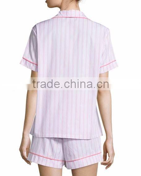 2017 Top design stripes solid wholesale cotton pajamas for summer